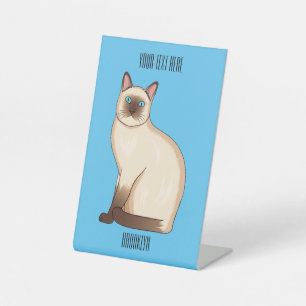 Siamese cat cartoon illustration pedestal sign