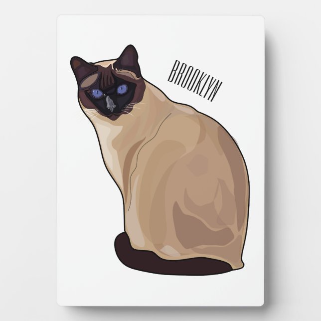 Siamese cat cartoon illustration  plaque (Front)