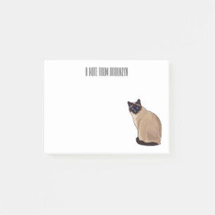 Siamese cat cartoon illustration  post-it notes