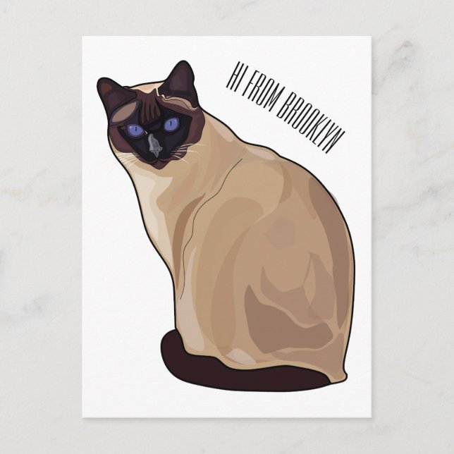 Siamese cat cartoon illustration  postcard (Front)