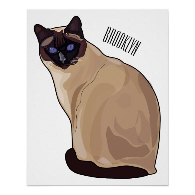 Siamese cat cartoon illustration  poster (Front)