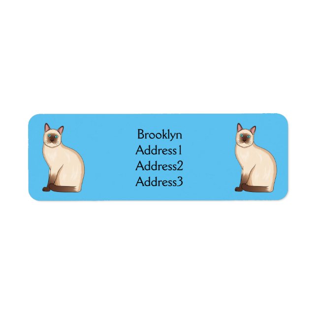 Siamese cat cartoon illustration  return address label (Front)