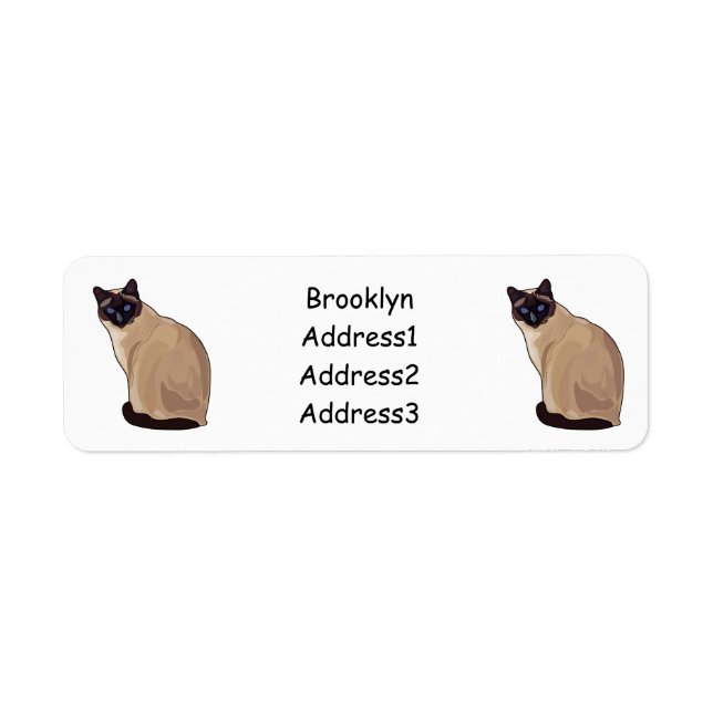 Siamese cat cartoon illustration return address label (Front)