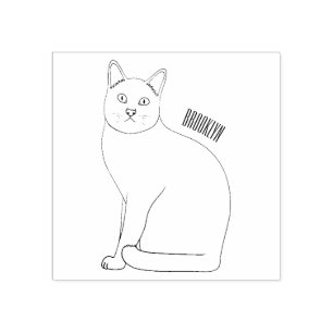 Siamese cat cartoon illustration rubber stamp