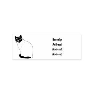 Siamese cat cartoon illustration rubber stamp