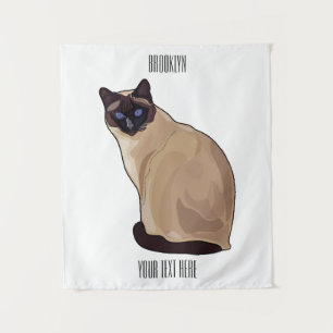 Siamese cat cartoon illustration tapestry