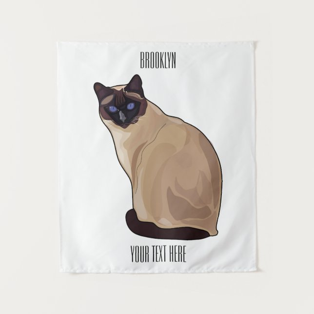 Siamese cat cartoon illustration  tapestry (Front)