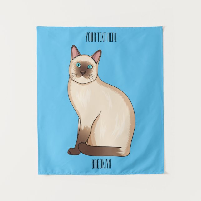 Siamese cat cartoon illustration tapestry (Front)