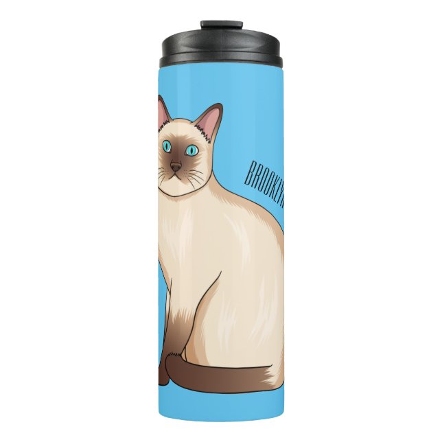 Siamese cat cartoon illustration  thermal tumbler (Front)