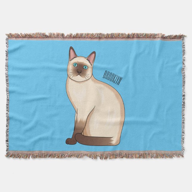 Siamese cat cartoon illustration  throw blanket (Front)