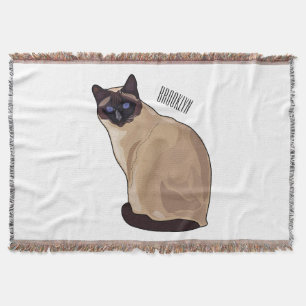 Siamese cat cartoon illustration  throw blanket