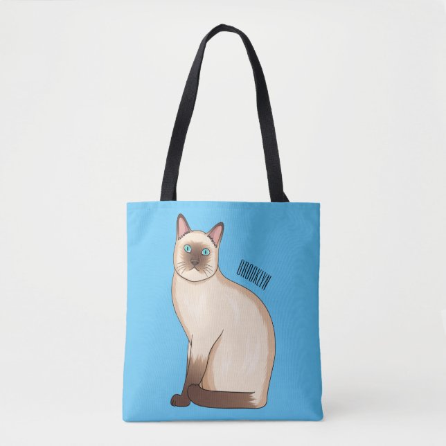 Siamese cat cartoon illustration  tote bag (Front)