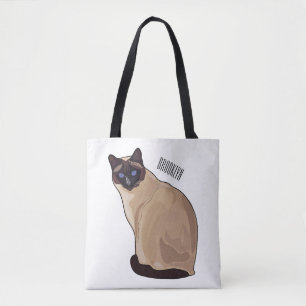 Siamese cat cartoon illustration  tote bag