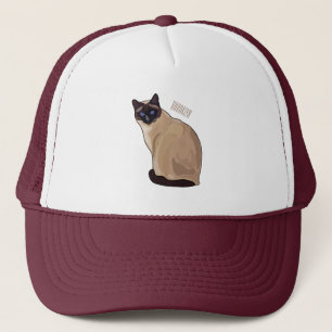 Siamese cat cartoon illustration trucker hat