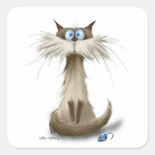 Siamese Cat Cartoon Square Sticker