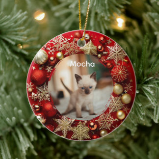 Siamese cat ceramic ornament