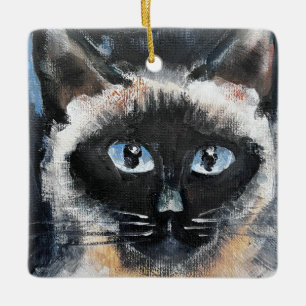 Siamese cat ceramic ornament