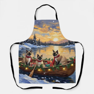 Siamese Cat Christmas Boat Holiday Apron