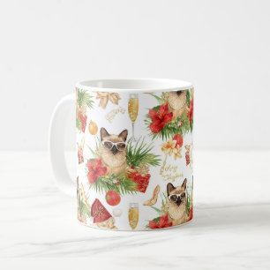 Siamese Cat Christmas California themed Coffee Mug