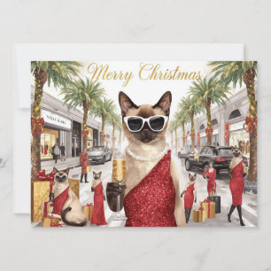 Siamese Cat Christmas Greeting from California Holiday Card