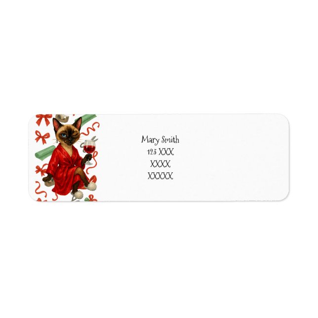 Siamese Cat Christmas Holiday  Return Address Label (Front)
