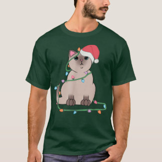 Siamese Cat Christmas lights funny cat lover mas h T-Shirt
