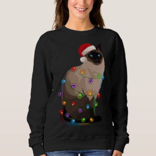 Siamese Cat Christmas Lights Xmas Cat Lover Sweatshirt