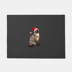 Siamese Cat Christmas Lights Xmas Cat Lover T-Shir Doormat