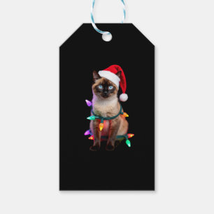 Siamese Cat Christmas Lights Xmas Cat Lover T-Shir Gift Tags