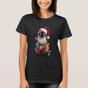 Siamese Cat Christmas Lights Xmas Cat Lover T-Shir T-Shirt