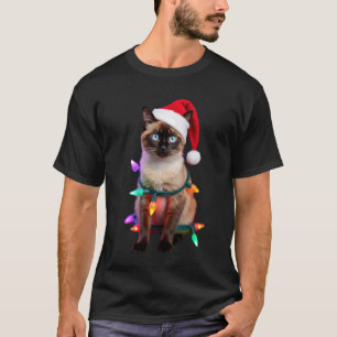 Siamese Cat Christmas Lights Xmas Cat Lover T-Shir T-Shirt