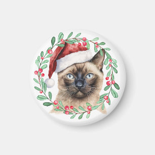 Siamese Cat Christmas themed for Cat Lover Magnet