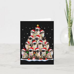 Siamese Cat Christmas Tree Lights Xmas Catmas Cat  Card
