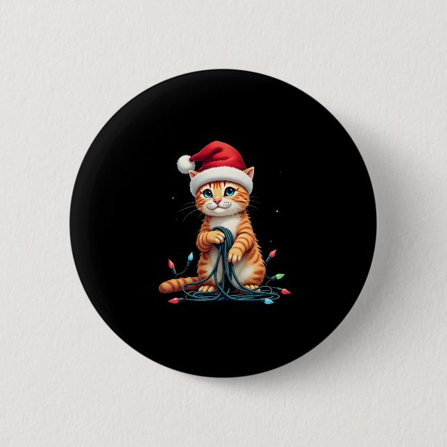 Siamese Cat Christmas V-Neck (1) 6 Cm Round Badge (Front)