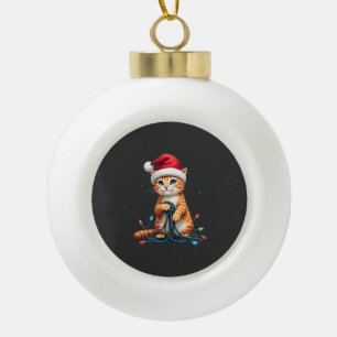 Siamese Cat Christmas V-Neck (1) Ceramic Ball Christmas Ornament