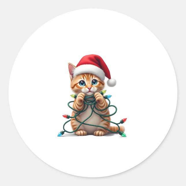Siamese Cat Christmas V-Neck (1) Classic Round Sticker (Front)