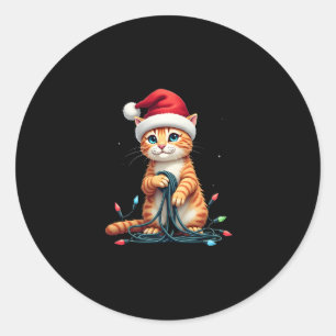 Siamese Cat Christmas V-Neck (1) Classic Round Sticker