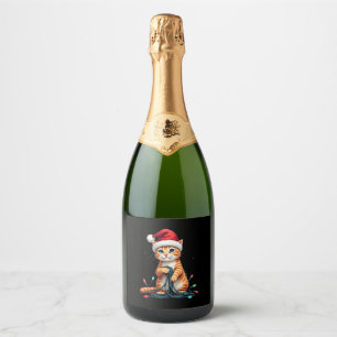 Siamese Cat Christmas V-Neck (1) Sparkling Wine Label