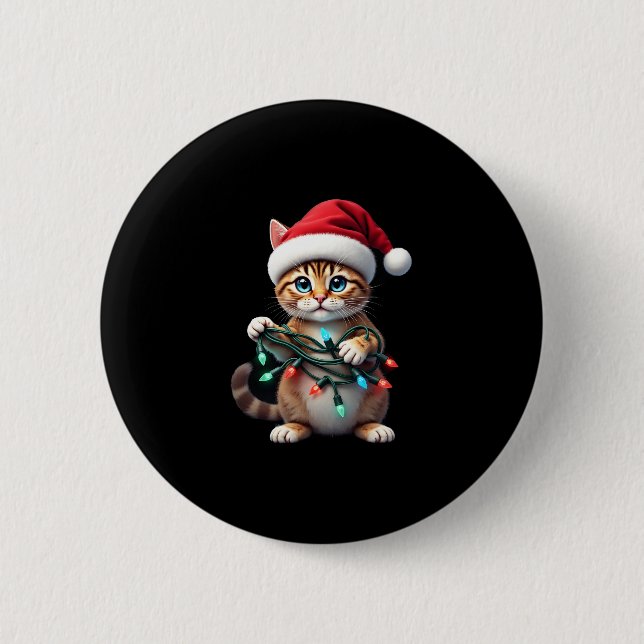Siamese Cat Christmas V-Neck (2) 6 Cm Round Badge (Front)