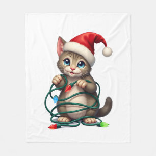 Siamese Cat Christmas V-Neck (2) Fleece Blanket