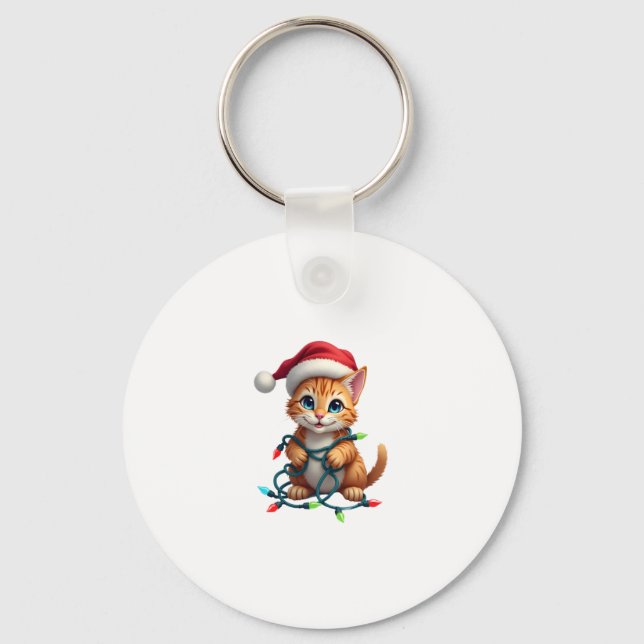 Siamese Cat Christmas V-Neck (3) Key Ring (Front)