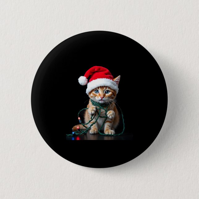Siamese Cat Christmas V-Neck 6 Cm Round Badge (Front)