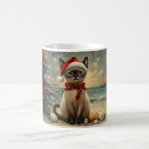Siamese Cat Christmas Vintage Beach  Coffee Mug