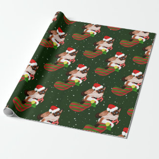 Siamese cat Christmas with stocking and Santa hat Wrapping Paper