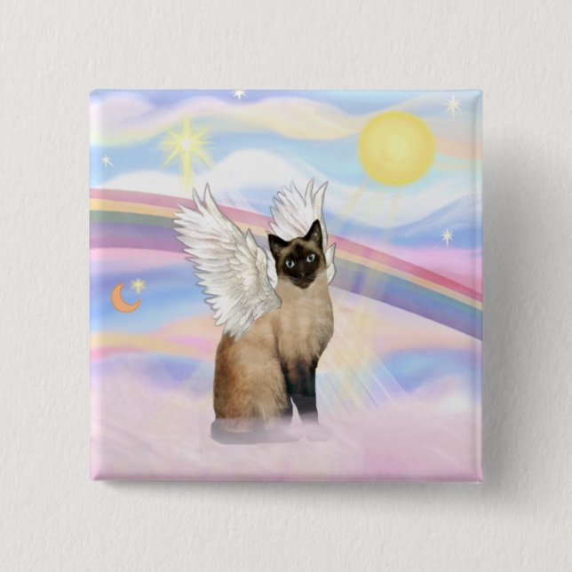 Siamese Cat - Clouds 15 Cm Square Badge (Front)