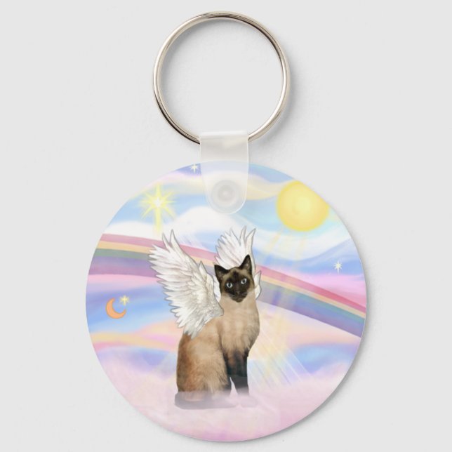Siamese Cat - Clouds Key Ring (Front)