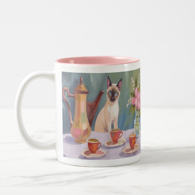 Siamese Cat Coffee or Tea Time Mug (Left)