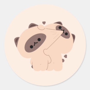 Siamese Cat Couple Classic Round Sticker