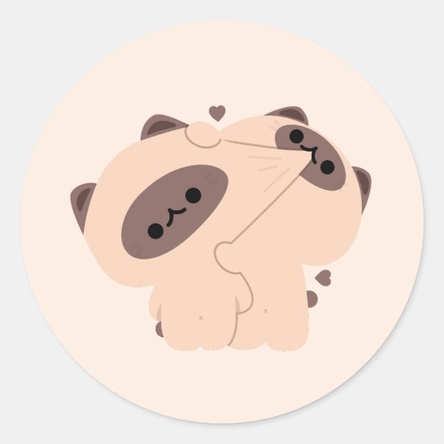 Siamese Cat Couple Classic Round Sticker (Front)