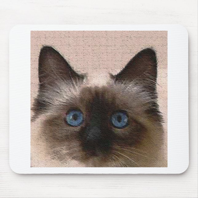 siamese cat crackle old aged cracked Hi Hello Mouse Pad (Front)